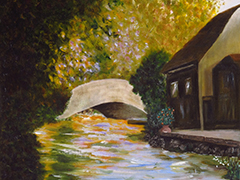 "Cottage by the river" 
Huile sur carton toilé  30cm x 40cm